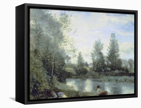 On the Riverbank-Jean-Baptiste-Camille Corot-Framed Stretched Canvas