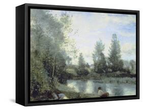 On the Riverbank-Jean-Baptiste-Camille Corot-Framed Stretched Canvas