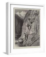 On the Road to Gilgit, Gurkhas Rescuing Baggage from a Mule Which Has Fallen into a Defile-null-Framed Giclee Print