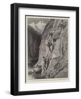 On the Road to Gilgit, Gurkhas Rescuing Baggage from a Mule Which Has Fallen into a Defile-null-Framed Premium Giclee Print
