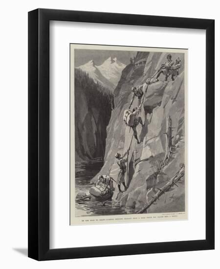 On the Road to Gilgit, Gurkhas Rescuing Baggage from a Mule Which Has Fallen into a Defile-null-Framed Premium Giclee Print