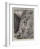 On the Road to Gilgit, Gurkhas Rescuing Baggage from a Mule Which Has Fallen into a Defile-null-Framed Giclee Print