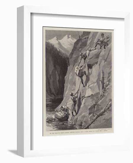 On the Road to Gilgit, Gurkhas Rescuing Baggage from a Mule Which Has Fallen into a Defile-null-Framed Giclee Print