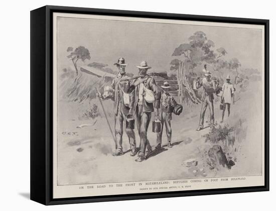 On the Road to the Front in Matabeleland, Refugees Coming on Foot from Buluwayo-Charles Edwin Fripp-Framed Stretched Canvas