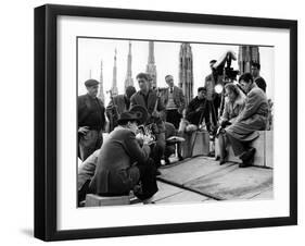 On the set of film "Rocco and his Brothers" , Luchino Visconti directs Annie Girardot and Alain Del-null-Framed Photo