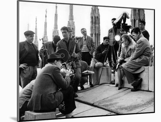 On the set of film "Rocco and his Brothers" , Luchino Visconti directs Annie Girardot and Alain Del-null-Mounted Photo