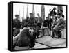 On the set of film "Rocco and his Brothers" , Luchino Visconti directs Annie Girardot and Alain Del-null-Framed Stretched Canvas