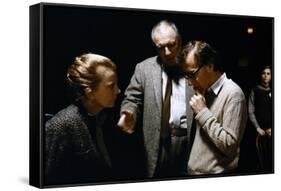 On the set, Woody Allen directs Gena Rowlands and Jacques Haussmann. ANOTHER WOMAN, 1988 directed b-null-Framed Stretched Canvas