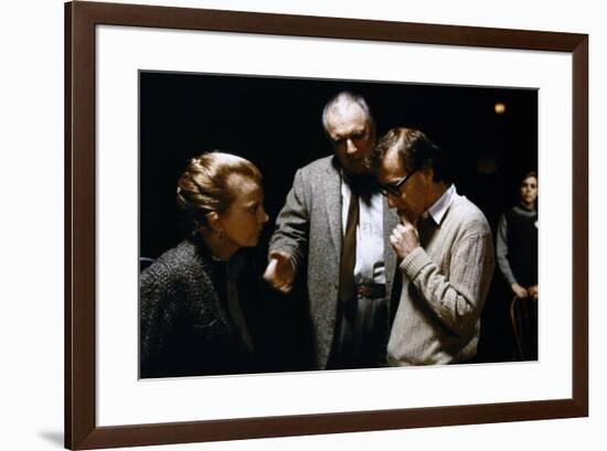 On the set, Woody Allen directs Gena Rowlands and Jacques Haussmann. ANOTHER WOMAN, 1988 directed b-null-Framed Photo
