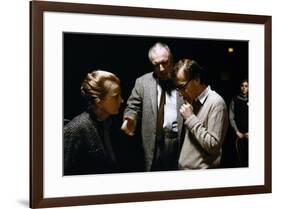 On the set, Woody Allen directs Gena Rowlands and Jacques Haussmann. ANOTHER WOMAN, 1988 directed b-null-Framed Photo