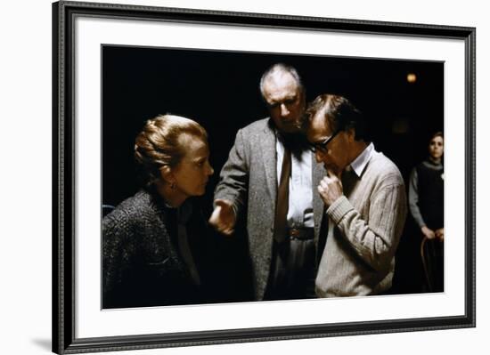 On the set, Woody Allen directs Gena Rowlands and Jacques Haussmann. ANOTHER WOMAN, 1988 directed b-null-Framed Photo