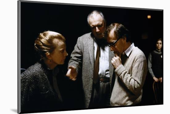 On the set, Woody Allen directs Gena Rowlands and Jacques Haussmann. ANOTHER WOMAN, 1988 directed b-null-Mounted Photo