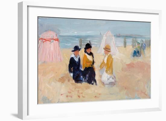 On the Shore, C.1910-14 (Oil on Millboard)-George Leslie Hunter-Framed Giclee Print