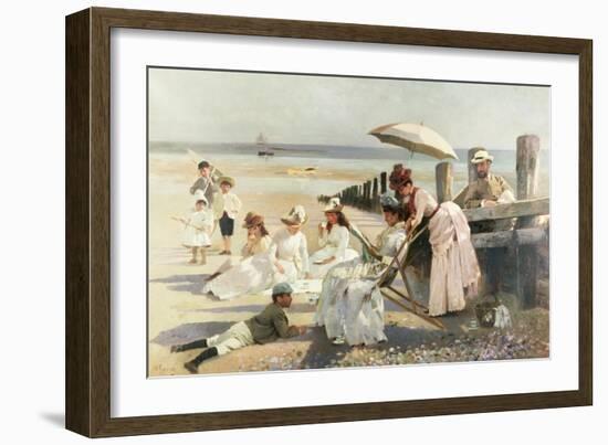 On the Shores of Bognor Regis, Portrait Group of the Harford Couple and Their Children, 1887-Alexander Rossi-Framed Giclee Print