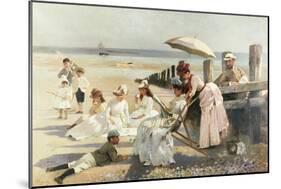 On the Shores of Bognor Regis, Portrait Group of the Harford Couple and Their Children, 1887-Alexander Rossi-Mounted Giclee Print
