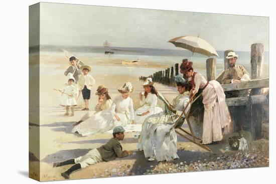 On the Shores of Bognor Regis, Portrait Group of the Harford Couple and Their Children, 1887-Alexander Rossi-Stretched Canvas
