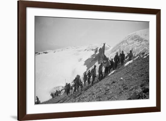 On the Summit of Rainier, 1909-Asahel Curtis-Framed Premium Giclee Print