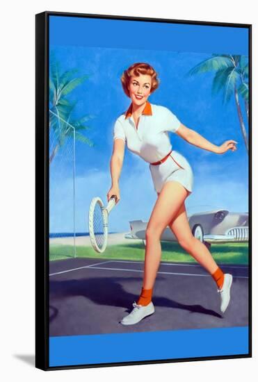 On the Tennis Court-William Metcalf-Framed Stretched Canvas