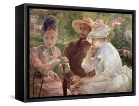 On the Terrace at Sevres, 1880-Marie Bracquemond-Framed Stretched Canvas