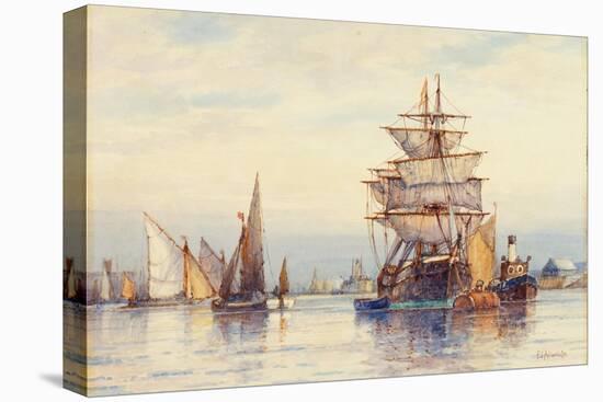 On the Thames-Frederick James Aldridge-Stretched Canvas