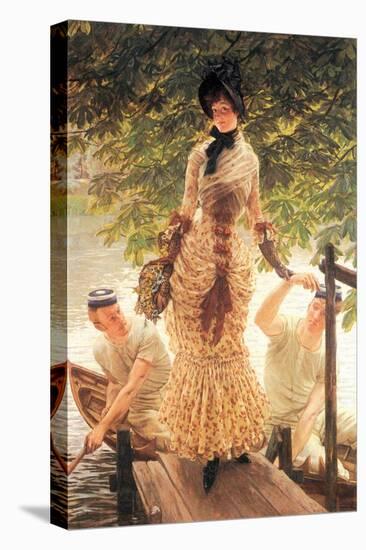 On The Thames-James Tissot-Stretched Canvas