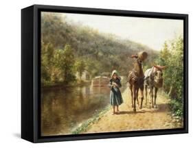 On the Towpath-Henry Edward Lamson-Framed Stretched Canvas