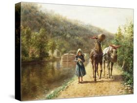 On the Towpath-Henry Edward Lamson-Stretched Canvas