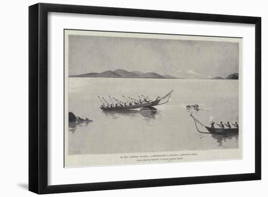 On the Victoria Nyanza, a Hippopotamus Attacks a Shooting-Party-Charles Auguste Loye-Framed Premium Giclee Print