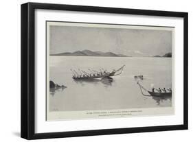 On the Victoria Nyanza, a Hippopotamus Attacks a Shooting-Party-Charles Auguste Loye-Framed Premium Giclee Print