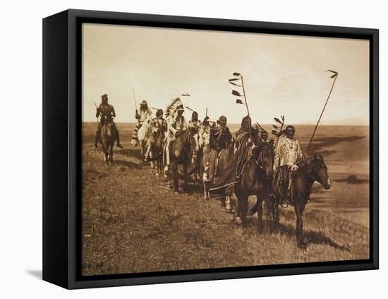 On the War Path - Atsina, 1908-Edward Sheriff Curtis-Framed Stretched Canvas