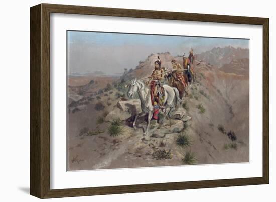 On the Warpath, 1895-Charles Marion Russell-Framed Giclee Print