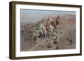 On the Warpath, 1895-Charles Marion Russell-Framed Giclee Print