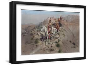 On the Warpath, 1895-Charles Marion Russell-Framed Giclee Print