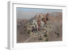 On the Warpath, 1895-Charles Marion Russell-Framed Giclee Print