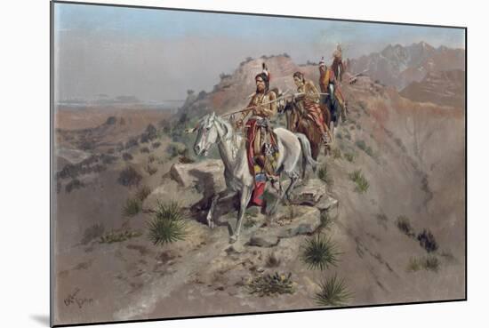 On the Warpath, 1895-Charles Marion Russell-Mounted Giclee Print