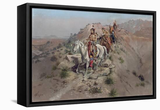 On the Warpath, 1895-Charles Marion Russell-Framed Stretched Canvas