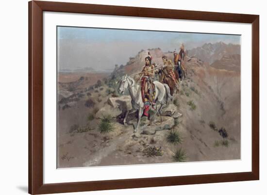 On the Warpath, 1895-Charles Marion Russell-Framed Giclee Print