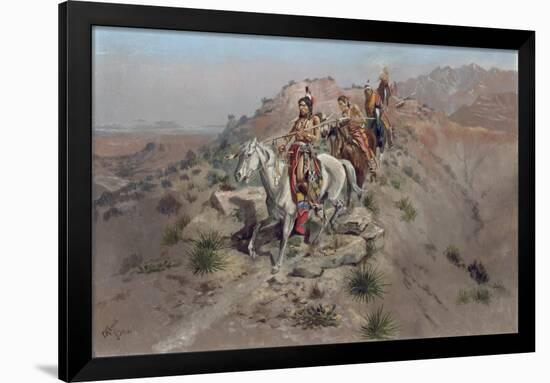 On the Warpath, 1895-Charles Marion Russell-Framed Giclee Print