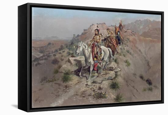 On the Warpath, 1895-Charles Marion Russell-Framed Stretched Canvas