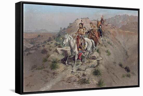 On the Warpath, 1895-Charles Marion Russell-Framed Stretched Canvas