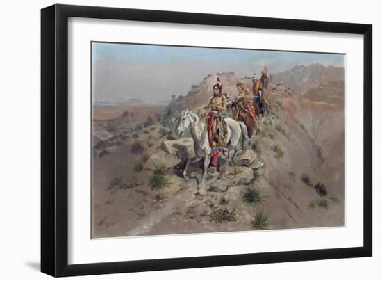 On the Warpath, 1895-Charles Marion Russell-Framed Premium Giclee Print