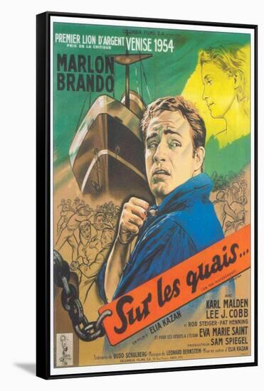 On the Waterfront, French Movie Poster, 1954-null-Framed Stretched Canvas