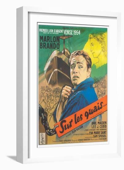 On the Waterfront, French Movie Poster, 1954-null-Framed Art Print