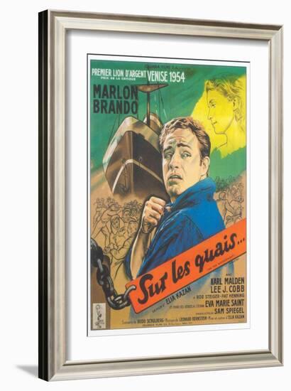 On the Waterfront, French Movie Poster, 1954-null-Framed Art Print