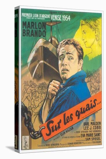 On the Waterfront, French Movie Poster, 1954-null-Stretched Canvas