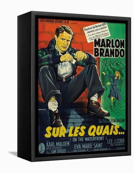 On the Waterfront, French Movie Poster, 1954-null-Framed Stretched Canvas