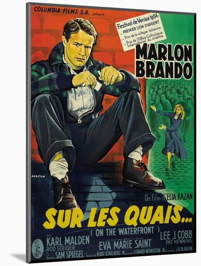 On the Waterfront, French Movie Poster, 1954-null-Mounted Art Print