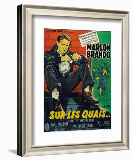 On the Waterfront, French Movie Poster, 1954-null-Framed Art Print