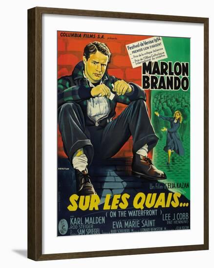 On the Waterfront, French Movie Poster, 1954-null-Framed Art Print