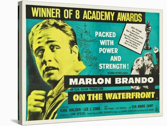 On the Waterfront, UK Movie Poster, 1954-null-Stretched Canvas